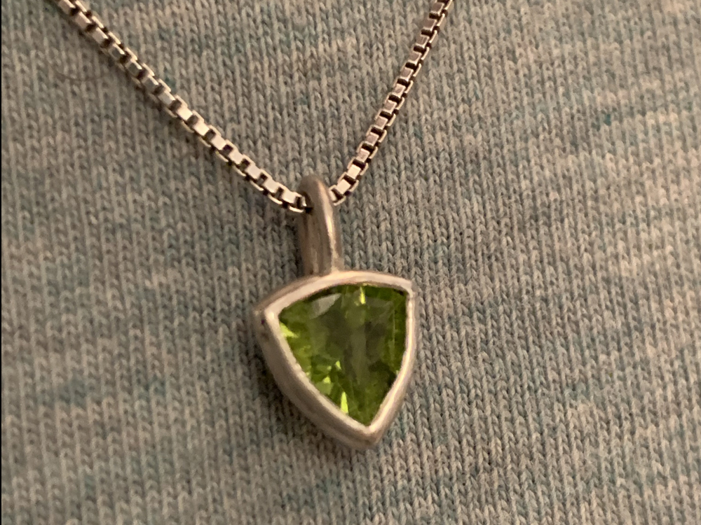 Trillion Peridot in Bezel